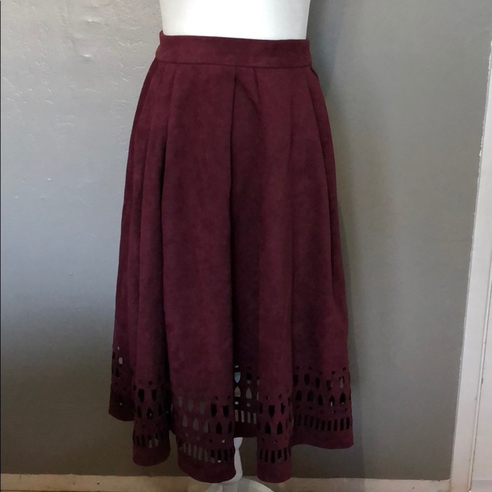 Suede burgundy skirt